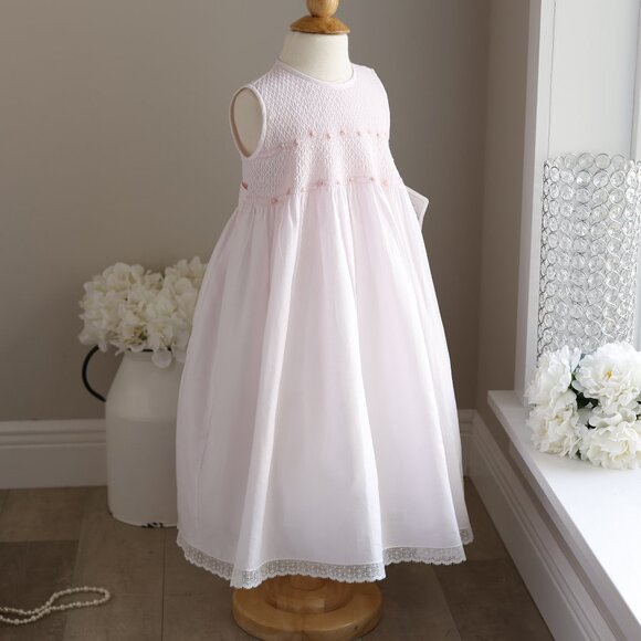 Pink Smocked Heirloom Dress 100% Cotton Pearls Hand Embroidery Size 4 NWT - Picture 6 of 8